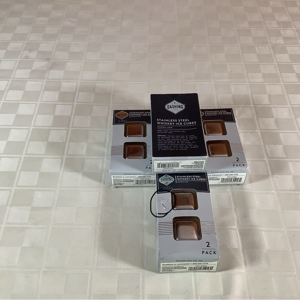 New 4 boxes of stainless steel whiskey ice cubes